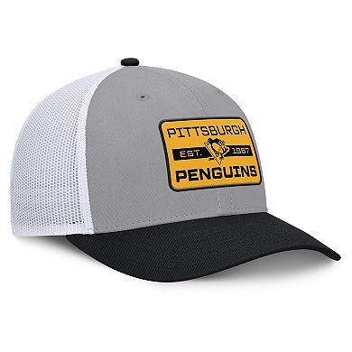 Men's Fanatics Gray/Black Pittsburgh Penguins Fundamental Adapt Trucker Adjustable Hat