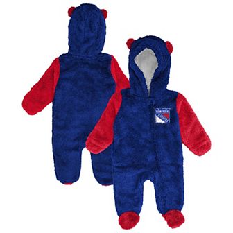 Infant & Newborn Outerstuff Blue New York Rangers Stay Napping Fleece Bunting Full-Zip Sleeper