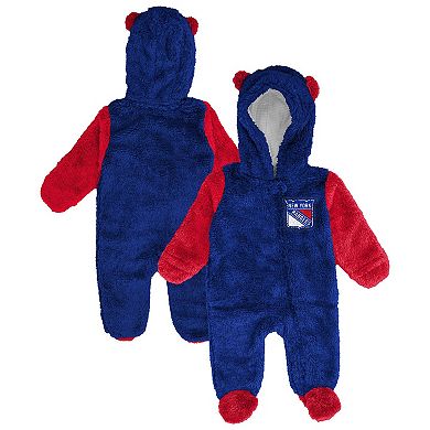 Infant & Newborn Outerstuff Blue New York Rangers Stay Napping Fleece Bunting Full-Zip Sleeper