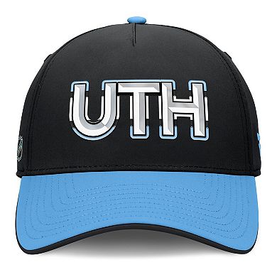 Men's Fanatics Black/Light Blue Utah Mammoth Authentic Pro Rink Team Code Flex Hat