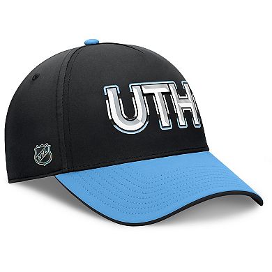Men's Fanatics Black/Light Blue Utah Mammoth Authentic Pro Rink Team Code Flex Hat