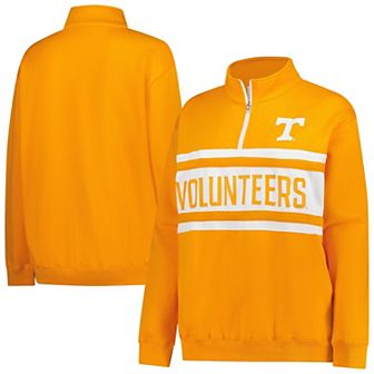 Women's Fanatics Tennessee Orange/White Tennessee Volunteers Plus Size Quarter-Zip Pullover