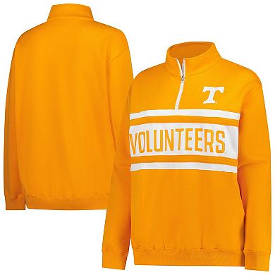 Women's Fanatics Tennessee Orange/White Tennessee Volunteers Plus Size Quarter-Zip Pullover