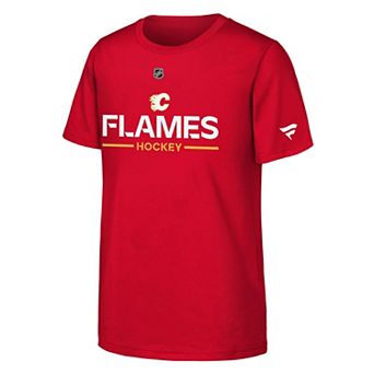 Youth Fanatics Red Calgary Flames Authentic Pro Wordmark T-Shirt