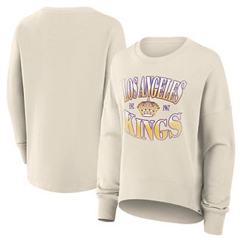 Women's Fanatics Cream Los Angeles Kings Oversized Vintage Slice Pullover Sweatshirt