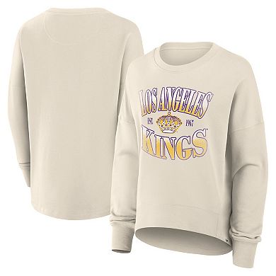 Women's Fanatics Cream Los Angeles Kings Oversized Vintage Slice Pullover Sweatshirt
