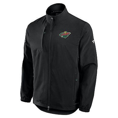 Men's Fanatics Black Minnesota Wild Authentic Pro Rink Full-Zip Coaches Jacket