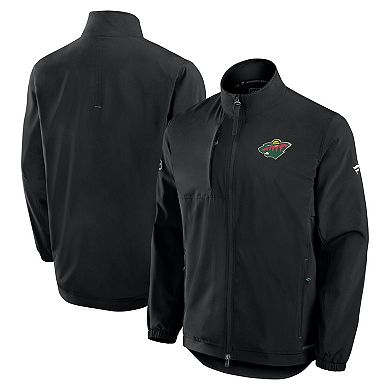 Men's Fanatics Black Minnesota Wild Authentic Pro Rink Full-Zip Coaches Jacket