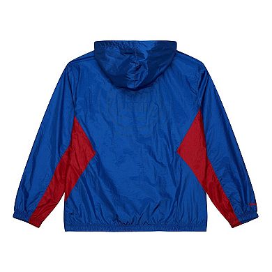 Men's Mitchell & Ness Blue Detroit Pistons Playmaker Full-Zip Hooded Windbreaker Jacket