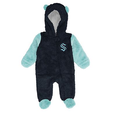 Infant & Newborn Outerstuff Deep Sea Blue Seattle Kraken Stay Napping Fleece Bunting Full-Zip Sleeper