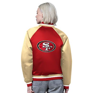 Women's Starter Scarlet/Gold San Francisco 49ers Satin Full-Snap Vintage Varsity Jacket