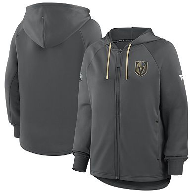 Women's Fanatics Black Vegas Golden Knights Authentic Pro Rink Raglan Full-Zip Hoodie