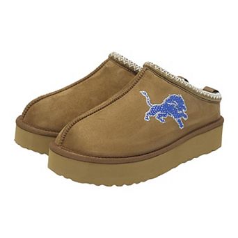 Women's Cuce Tan Detroit Lions Chestnut Slip On Boots with Crystal Logo