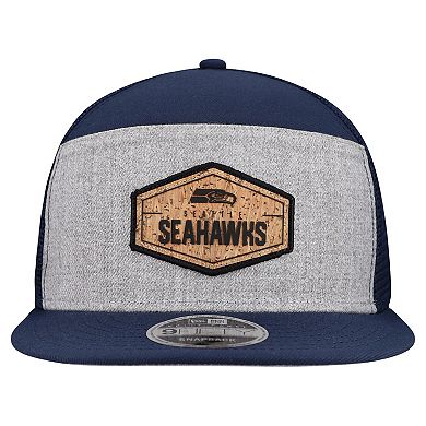 Men's New Era Gray/Navy Seattle Seahawks Cork Split Panel 9FIFTY Trucker Snapback Hat