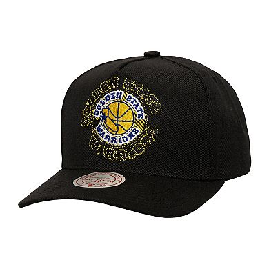 Men's Mitchell & Ness Black Golden State Warriors Tilted Pro Pinch Adjustable Hat