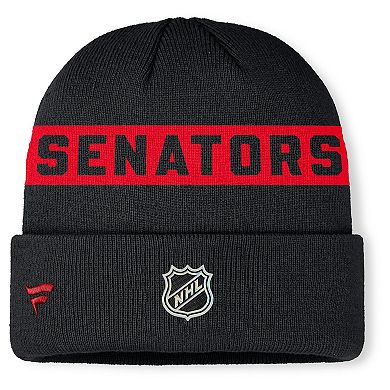 Men's Fanatics Black Ottawa Senators Authentic Pro Rink Cuffed Knit Hat