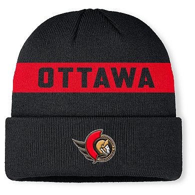 Men's Fanatics Black Ottawa Senators Authentic Pro Rink Cuffed Knit Hat