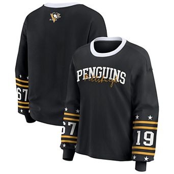 Women's WEAR by Erin Andrews Black Pittsburgh Penguins Long-Sleeve Sport T-Shirt