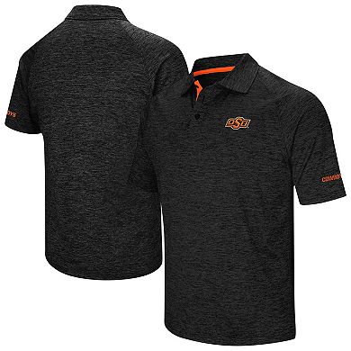 Men's Colosseum Heather Black Oklahoma State Cowboys Big & Tall Down Swing Raglan Polo