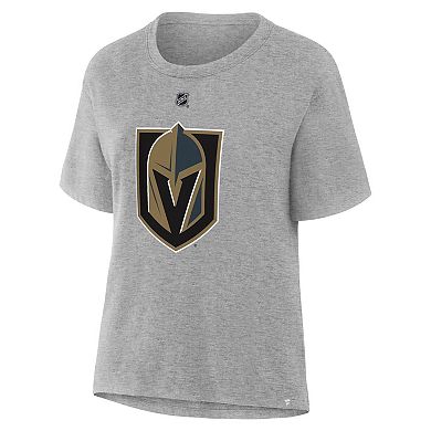 Women's Fanatics Jack Eichel Heather Gray Vegas Golden Knights Authentic Stack Name & Number T-Shirt