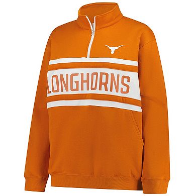 Women's Fanatics Burnt Orange/White Texas Longhorns Plus Size Quarter-Zip Pullover