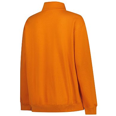 Women's Fanatics Burnt Orange/White Texas Longhorns Plus Size Quarter-Zip Pullover