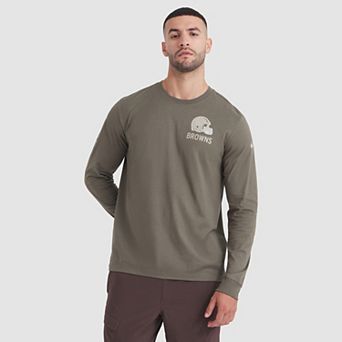 Men's Nike Olive Cleveland Browns 2025 Salute to Service Sideline Long Sleeve T-Shirt