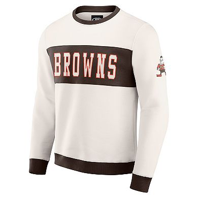Men's Darius Rucker Collection by Fanatics Cream Cleveland Browns Colorblock Pullover Sweatshirt