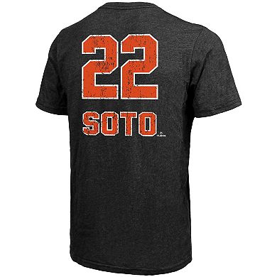 Men's Majestic Threads Juan Soto Black New York Mets Triblend Name & Number T-Shirt