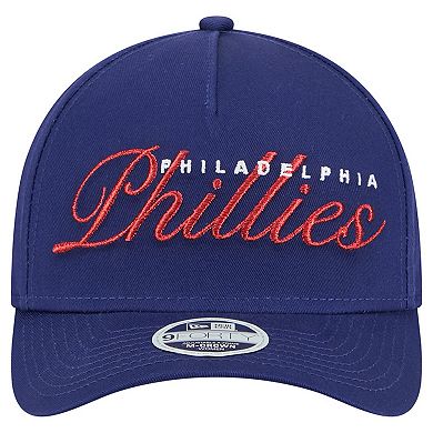 Women's New Era Royal Philadelphia Phillies Metallic A-Frame 9FORTY Adjustable Hat