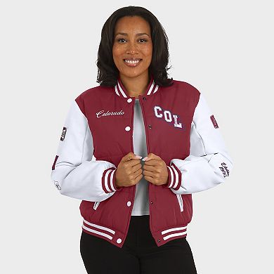 Women's WEAR by Erin Andrews Burgundy/White Colorado Avalanche Varsity Full-Snap Puffer Jacket