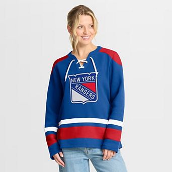 Women's Fanatics Blue New York Rangers Icing Long Sleeve Lace Up Sweatshirt