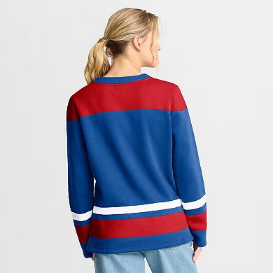Women's Fanatics Blue New York Rangers Icing Long Sleeve Lace Up Sweatshirt