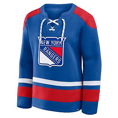 Women's Fanatics Blue New York Rangers Icing Long Sleeve Lace Up Sweatshirt