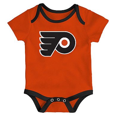 Infant & Newborn Outerstuff Philadelphia Flyers Triple Header Three-Piece Bodysuit Set