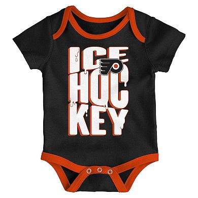 Infant & Newborn Outerstuff Philadelphia Flyers Triple Header Three-Piece Bodysuit Set