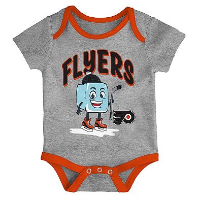 Infant & Newborn Outerstuff Philadelphia Flyers Triple Header Three-Piece Bodysuit Set