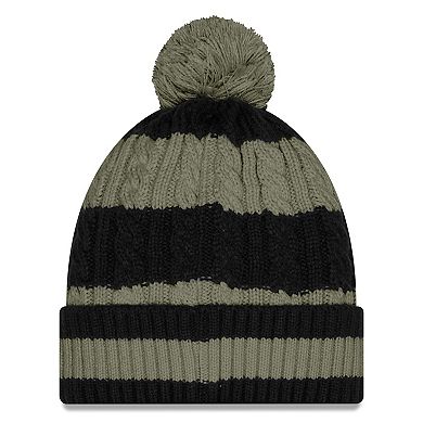 Women's New Era Gotham Green New York Jets 2025 Rivalries Collection Braided Cuffed Knit Hat with Pom