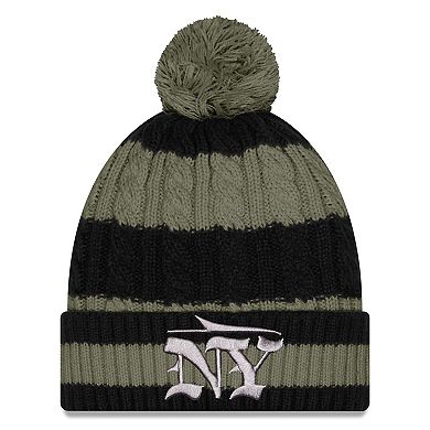 Women's New Era Gotham Green New York Jets 2025 Rivalries Collection Braided Cuffed Knit Hat with Pom