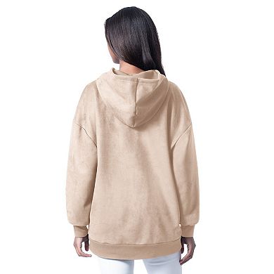 Women's G-III 4Her by Carl Banks Cream Minnesota Vikings Best Hitter Oversized Tunic Pullover Hoodie