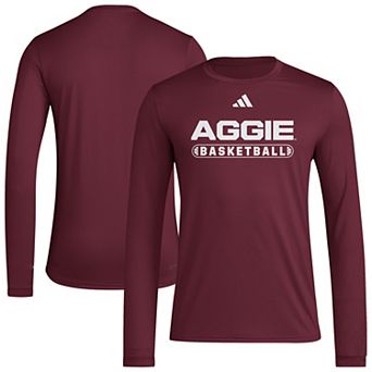 Men's adidas Maroon Texas A&M Aggies On-Court Pregame Long Sleeve T-Shirt