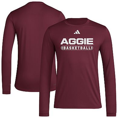 Men's adidas Maroon Texas A&M Aggies On-Court Pregame Long Sleeve T-Shirt