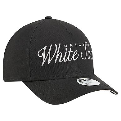Women's New Era Black Chicago White Sox Metallic A-Frame 9FORTY Adjustable Hat