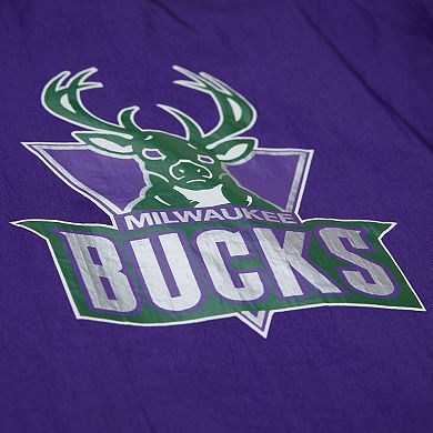 Men's Mitchell & Ness Purple Milwaukee Bucks Playmaker Full-Zip Hooded Windbreaker Jacket