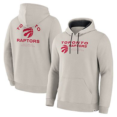 Men's Fanatics Off White Toronto Raptors Crossover Collection Blocked Shot Premium Pullover Hoodie