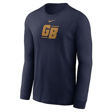 Men's Nike Navy Green Bay Packers Essential Long-Sleeve T-Shirt