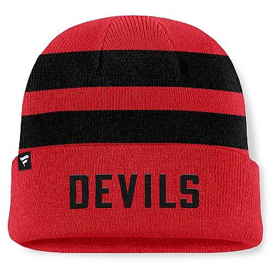 Men's Fanatics Red/Black New Jersey Devils Fundamental Swipe Stripe Cuffed Knit Hat