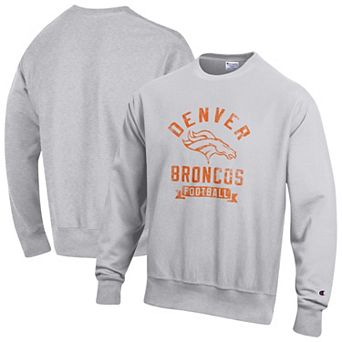 Men's Champion Heather Gray Denver Broncos Reverse Weave Fleece Pullover Sweatshirt