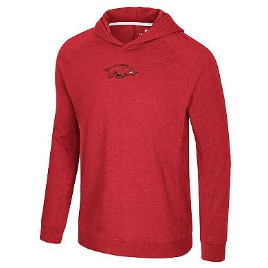 Men's Colosseum Cardinal Arkansas Razorbacks Back in Business Long Sleeve Raglan Hooded T-Shirt
