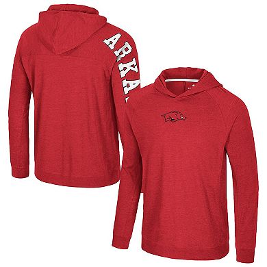 Men's Colosseum Cardinal Arkansas Razorbacks Back in Business Long Sleeve Raglan Hooded T-Shirt